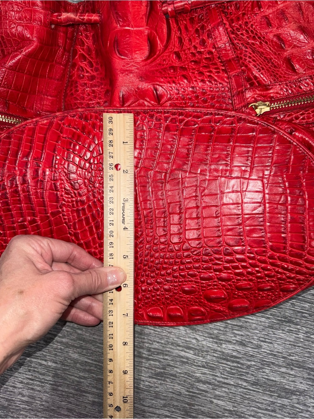 Brahmin Red Croc-Embossed Trina Drawstring Bucket Bag - Picture 4 of 6